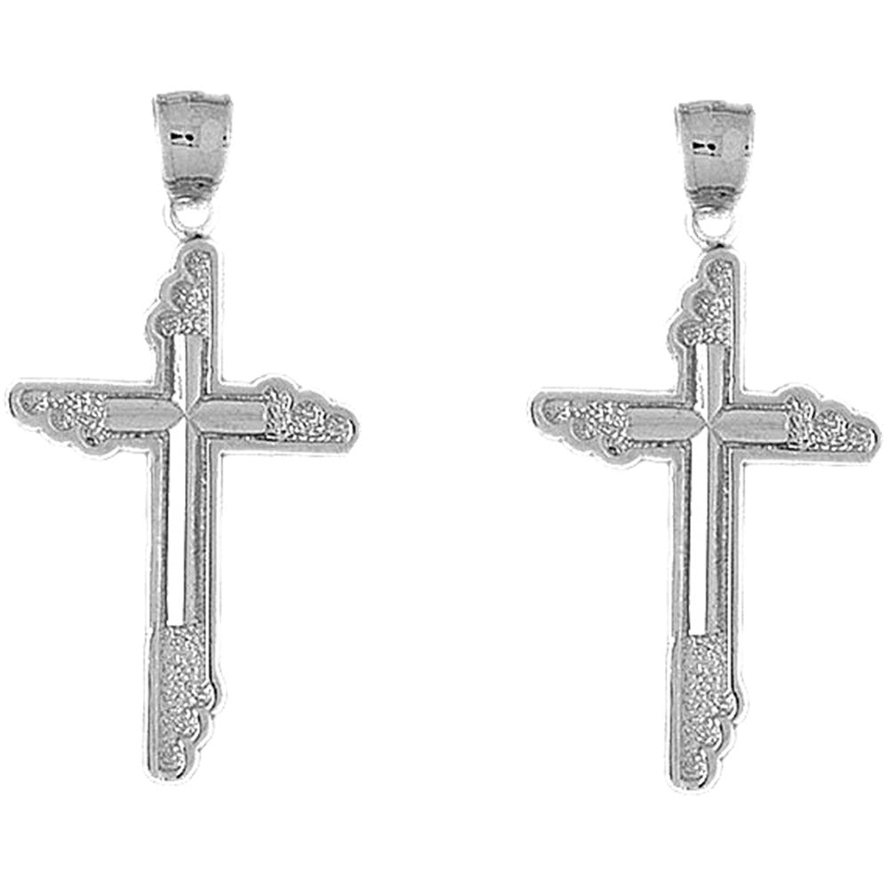 14K or 18K Gold 44mm Latin Cross Earrings