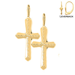 Sterling Silver 35mm Passion Cross Earrings (White or Yellow Gold Plated)