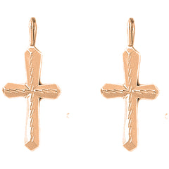 14K or 18K Gold 35mm Passion Cross Earrings