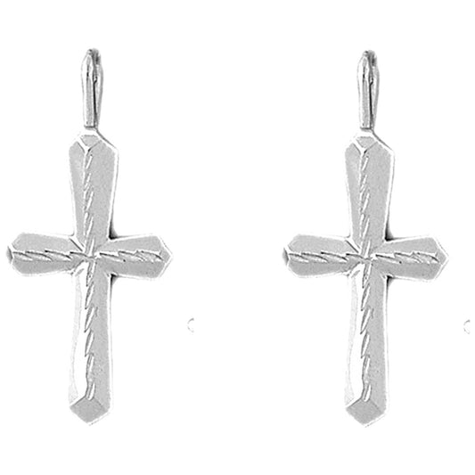 Sterling Silver 35mm Passion Cross Earrings