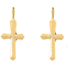 Yellow Gold-plated Silver 35mm Passion Cross Earrings