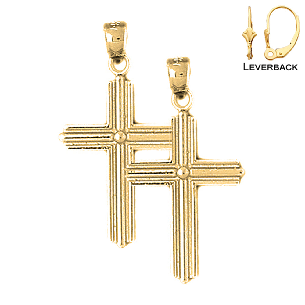 14K or 18K Gold Latin Cross Earrings