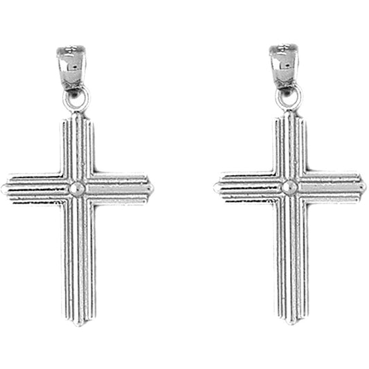 14K or 18K Gold 33mm Latin Cross Earrings