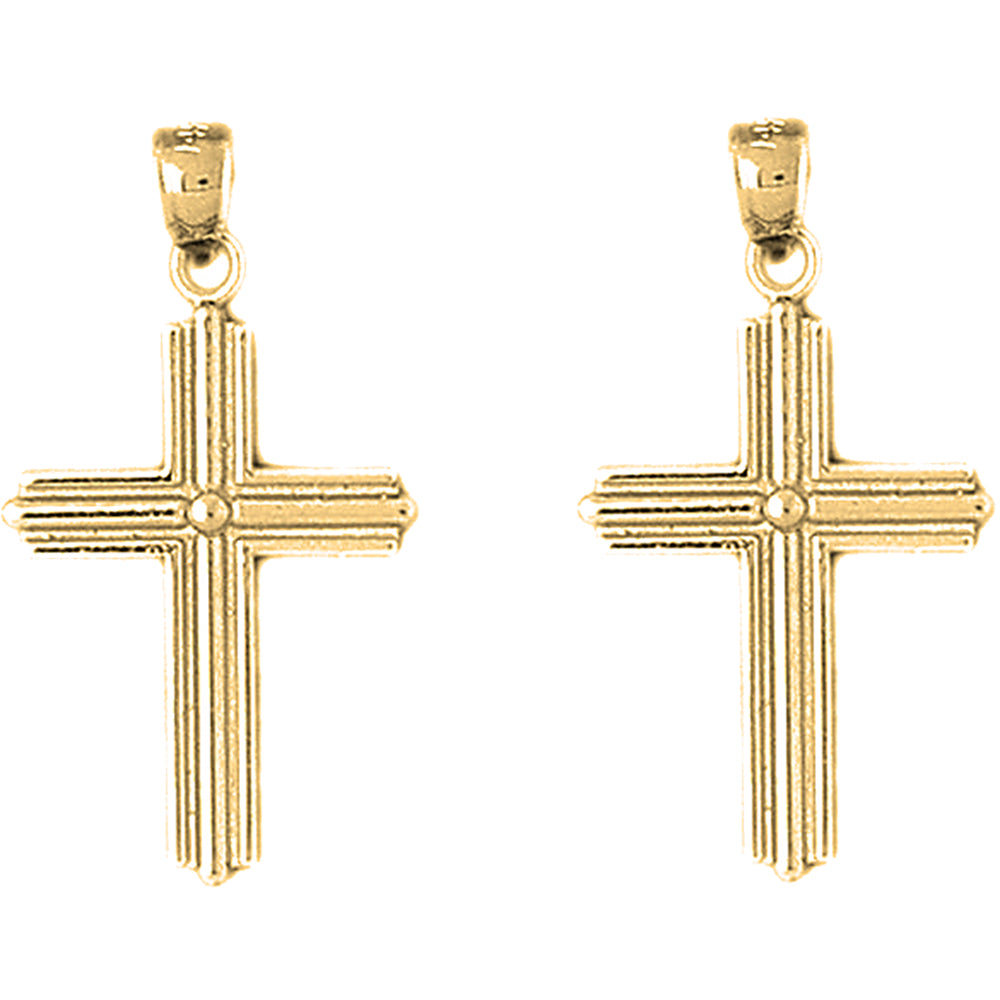 14K or 18K Gold 33mm Latin Cross Earrings