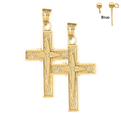 14K or 18K Gold Gyronny Cross Earrings