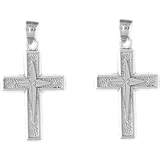 Sterling Silver 33mm Gyronny Cross Earrings