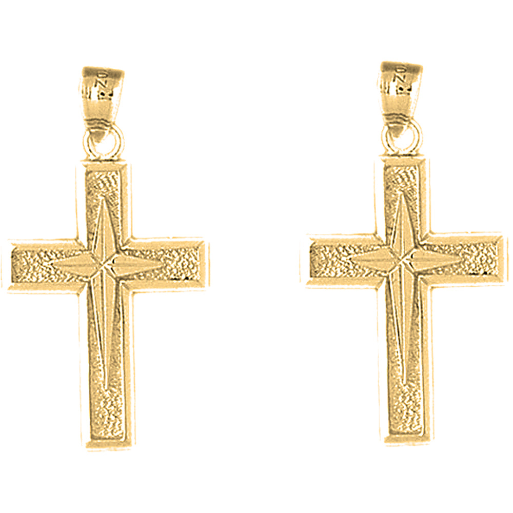 14K or 18K Gold 33mm Gyronny Cross Earrings