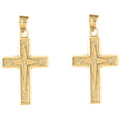 14K or 18K Gold 33mm Gyronny Cross Earrings