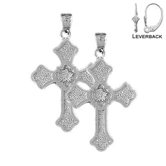 14K or 18K Gold Budded Cross Earrings