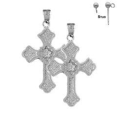 14K or 18K Gold Budded Cross Earrings