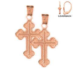 14K or 18K Gold Budded Cross Earrings