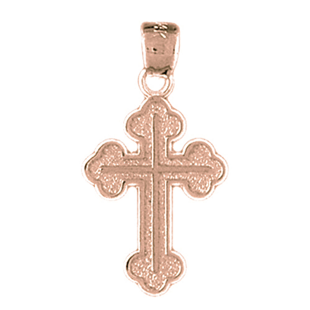 14K or 18K Gold Budded Cross Pendant