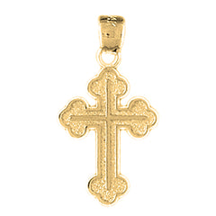 14K or 18K Gold Budded Cross Pendant