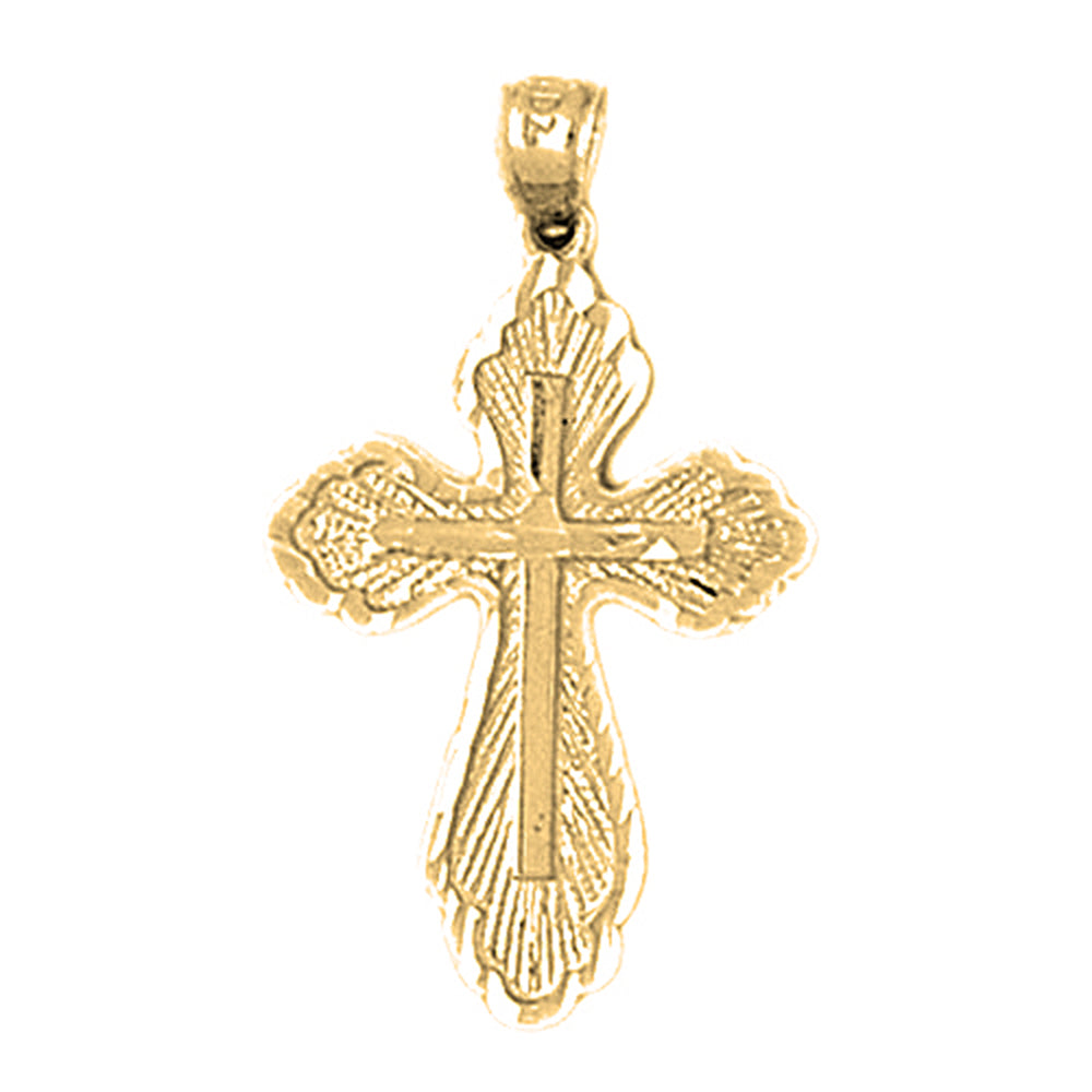 14K or 18K Gold Budded Cross Pendant