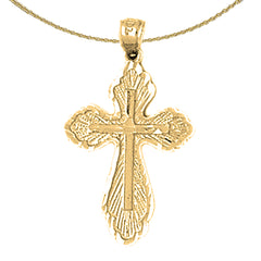 14K or 18K Gold Budded Cross Pendant