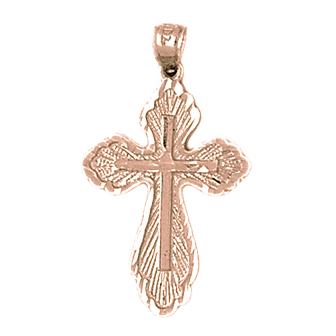 14K or 18K Gold Budded Cross Pendant