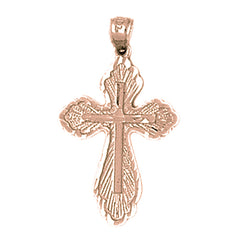 14K or 18K Gold Budded Cross Pendant