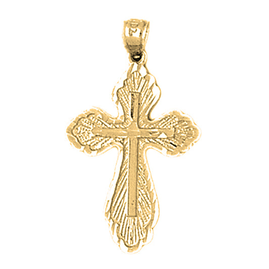 14K or 18K Gold Budded Cross Pendant