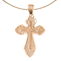 14K or 18K Gold Budded Cross Pendant