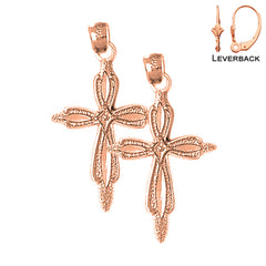 14K or 18K Gold Passion Cross Earrings