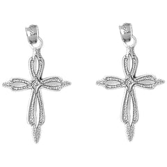 Sterling Silver 33mm Passion Cross Earrings