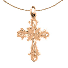 14K or 18K Gold Budded Cross Pendant