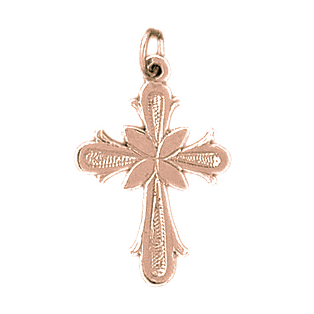 14K or 18K Gold Budded Cross Pendant