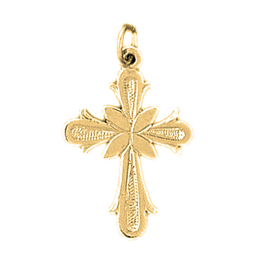 14K or 18K Gold Budded Cross Pendant