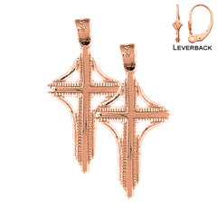 14K or 18K Gold Latin Cross Earrings