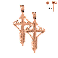 14K or 18K Gold Latin Cross Earrings