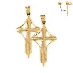 14K or 18K Gold Latin Cross Earrings