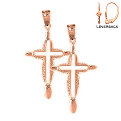 14K or 18K Gold Passion Cross Earrings