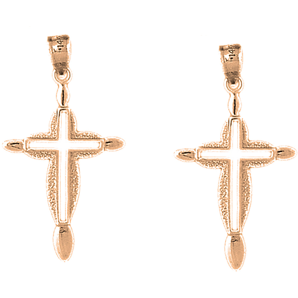 14K or 18K Gold 36mm Passion Cross Earrings