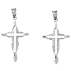 Sterling Silver 36mm Passion Cross Earrings