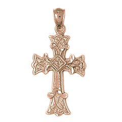 14K or 18K Gold Budded Cross Pendant