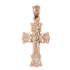 14K or 18K Gold Budded Cross Pendant