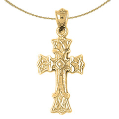 14K or 18K Gold Budded Cross Pendant