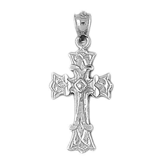 14K or 18K Gold Budded Cross Pendant