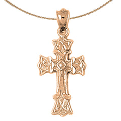 14K oder 18K Gold Knospenkreuz Anhänger