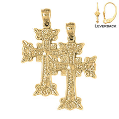 14K or 18K Gold Budded Glory Cross Earrings