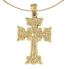 Colgante de cruz de gloria con brotes de oro de 10 quilates, 14 quilates o 18 quilates
