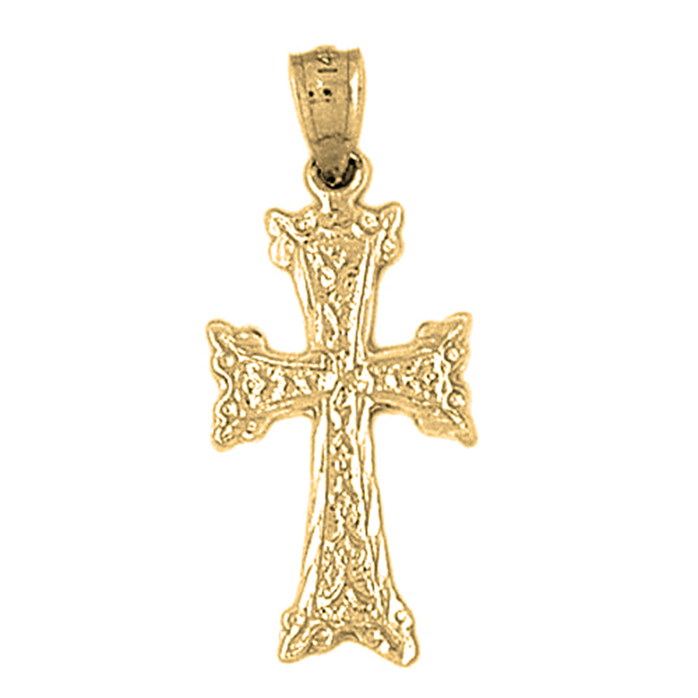 14K or 18K Gold Budded Cross Pendant