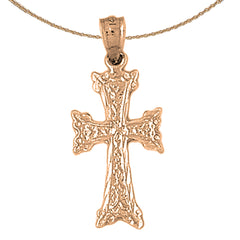 14K or 18K Gold Budded Cross Pendant