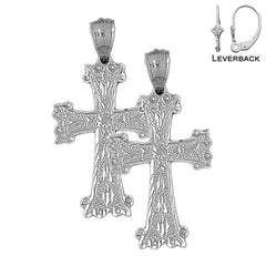 14K or 18K Gold Budded Cross Earrings