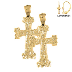 14K or 18K Gold Budded Cross Earrings