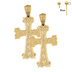 14K or 18K Gold Budded Cross Earrings