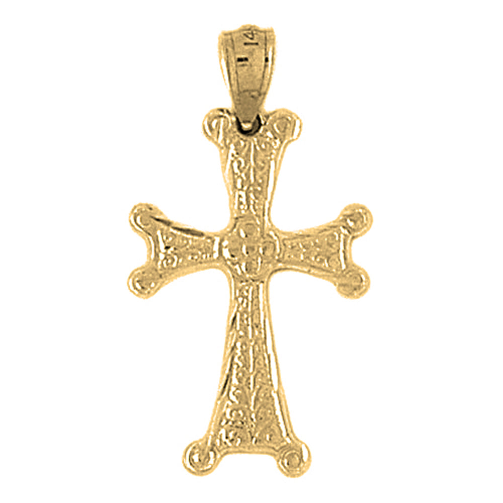 14K or 18K Gold Budded Cross Pendant