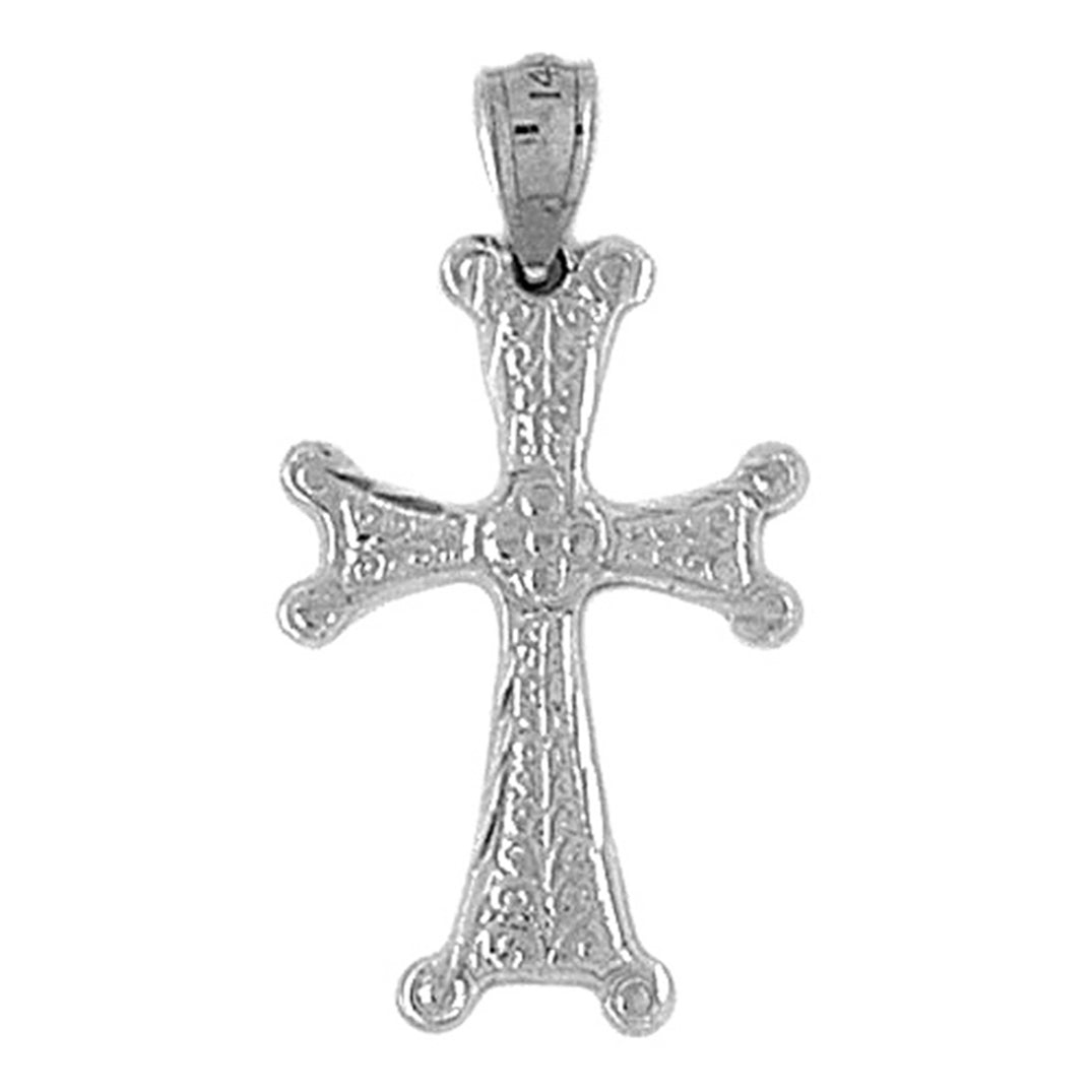 14K or 18K Gold Budded Cross Pendant