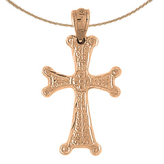 14K or 18K Gold Budded Cross Pendant