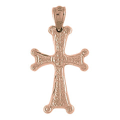 14K or 18K Gold Budded Cross Pendant